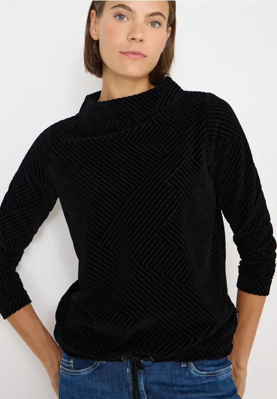 Strukturshirt mit Funnelneck