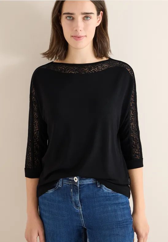 Batwing Shirt mit Mesh