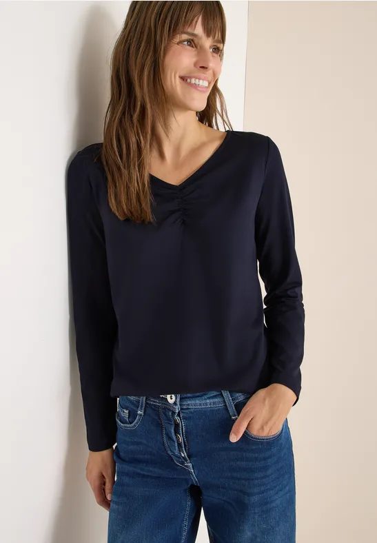 Basic Shirt mit Raffung