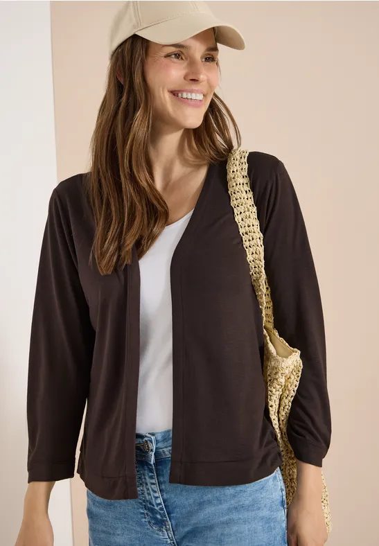 Offene Jacke in Unifarbe mit 3/4