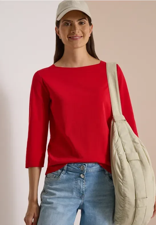 Basic Shirt mit U-Boot-Ausschnitt