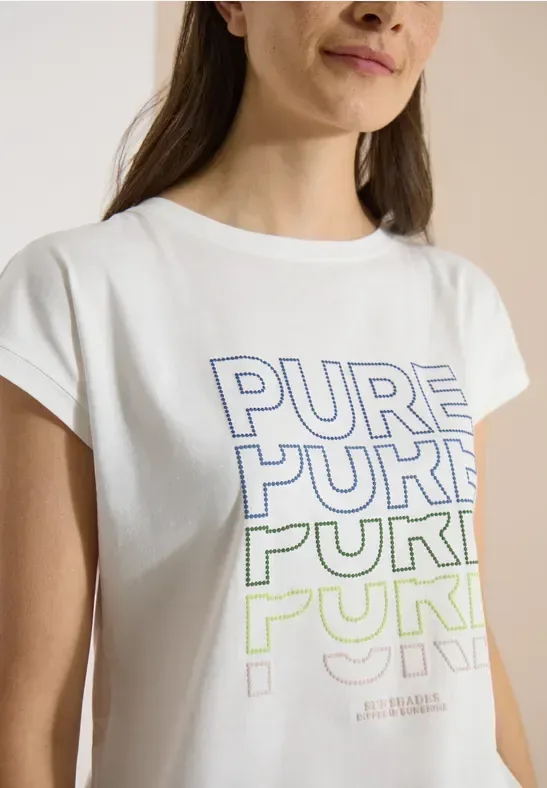 Cecil Kurzarmshirt Sommershirt mit Boat Neck und Frontprint