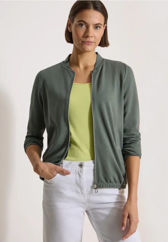 Langarm Jacke mit Rundhals und Zipper
