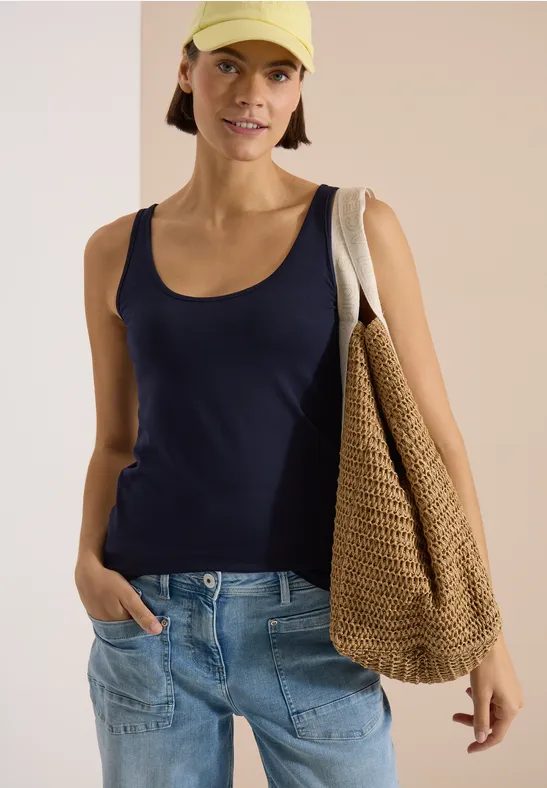 Longtop mit Rundhals in Unifarbe