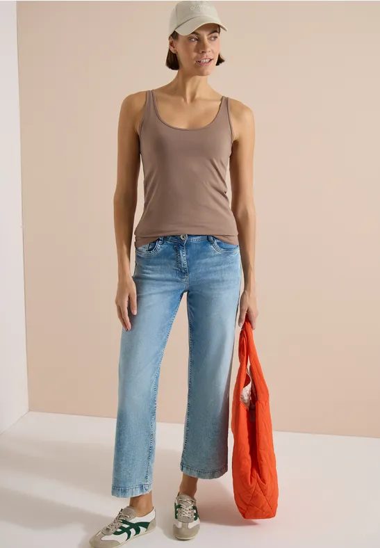 Longtop mit Rundhals in Unifarbe