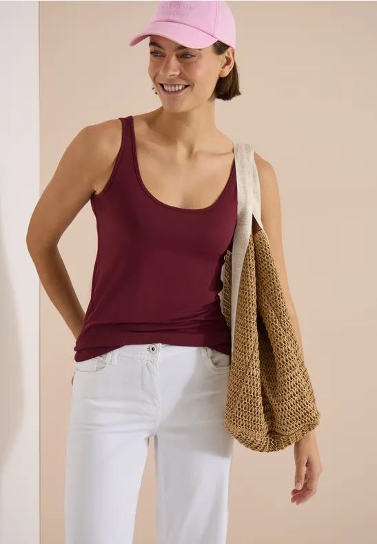 Longtop mit Rundhals in Unifarbe