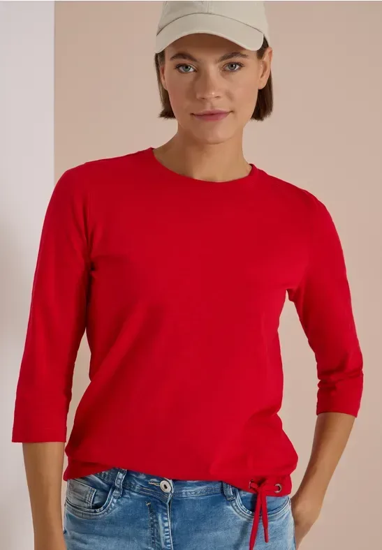 3/4-Arm Shirt mit Rundhals in Unifarbe