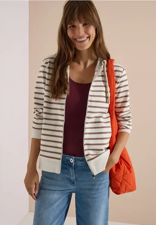 Langarm Jacke mit Kapuze und Struktur