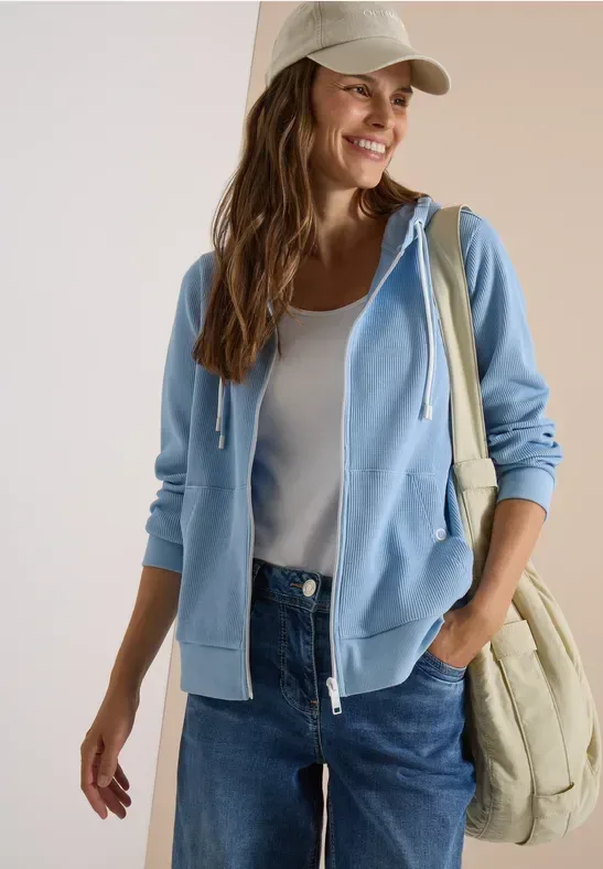 Langarm Jacke mit Kapuze und Struktur