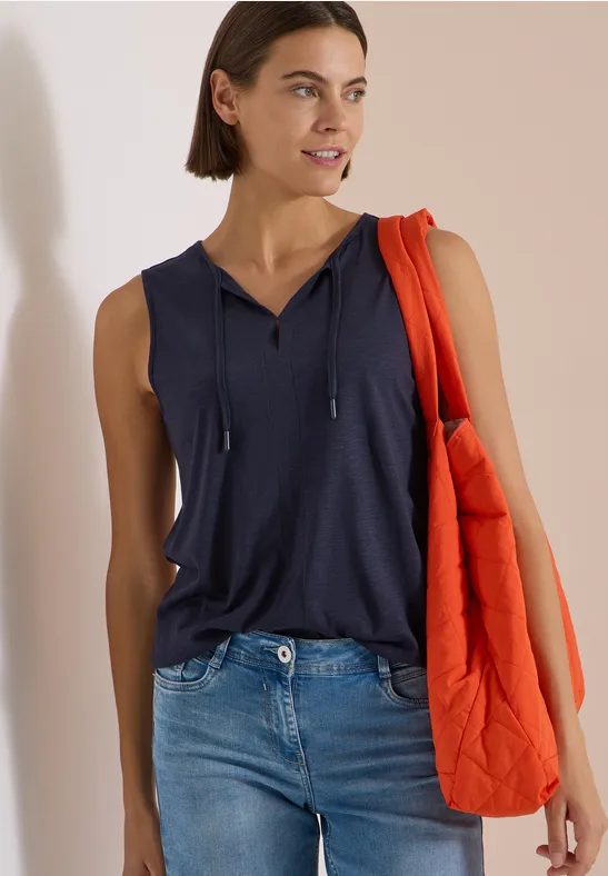 Top mit Split Neck und Bändern