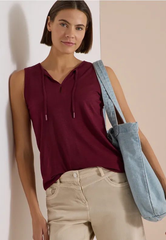 Top mit Split Neck und Bändern