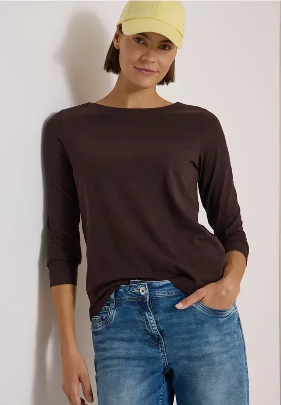 Langarm Shirt mit U-Boot-Ausschnitt