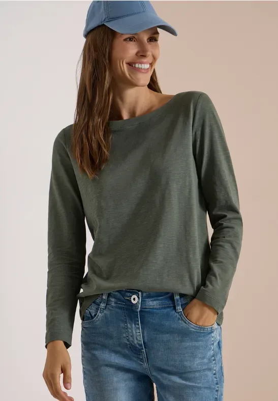 Langarm Shirt mit U-Boot-Ausschnitt
