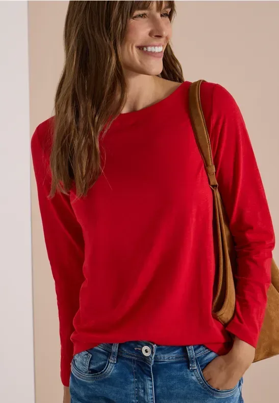 Langarm Shirt mit U-Boot-Ausschnitt