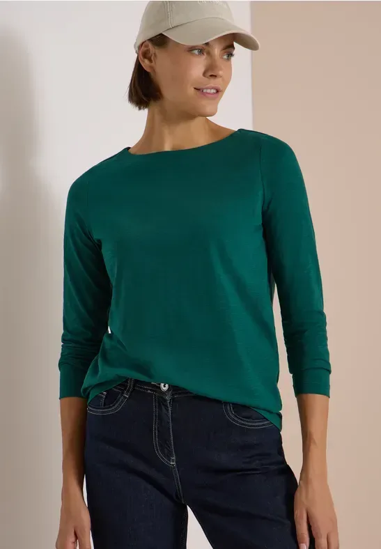Langarm Shirt mit U-Boot-Ausschnitt