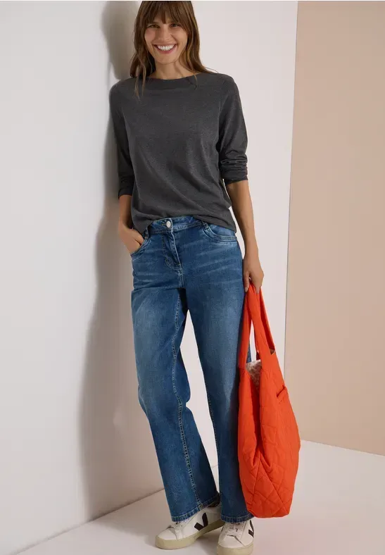 Langarm Shirt mit U-Boot-Ausschnitt