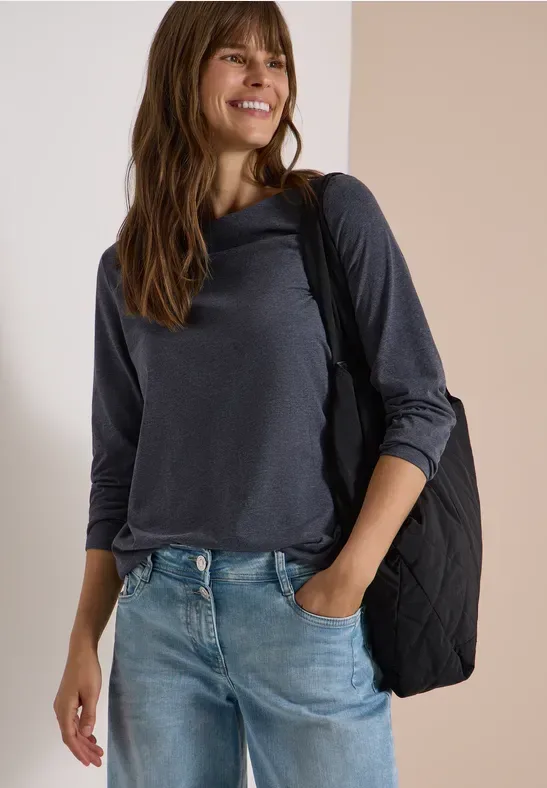 Langarm Shirt mit U-Boot-Ausschnitt