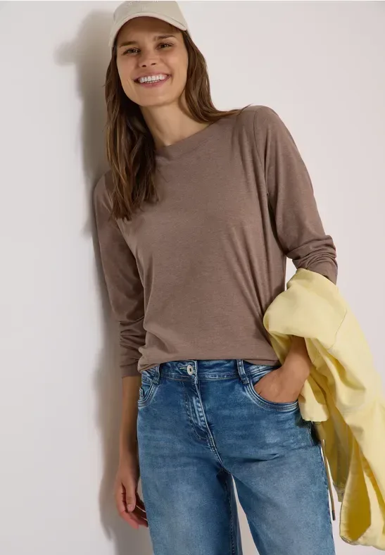 Langarm Shirt mit U-Boot-Ausschnitt