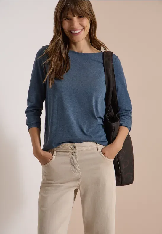Langarm Shirt mit U-Boot-Ausschnitt