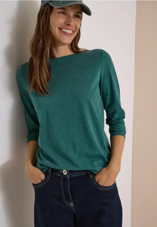 Langarm Shirt mit U-Boot-Ausschnitt
