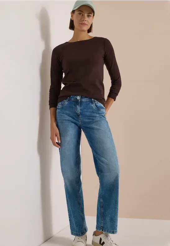 Langarm Shirt mit U-Boot-Ausschnitt
