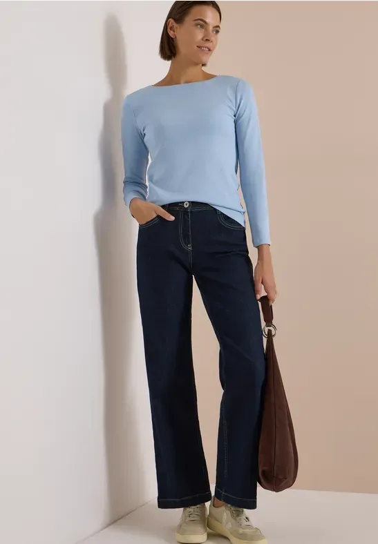 Langarm Shirt mit U-Boot-Ausschnitt