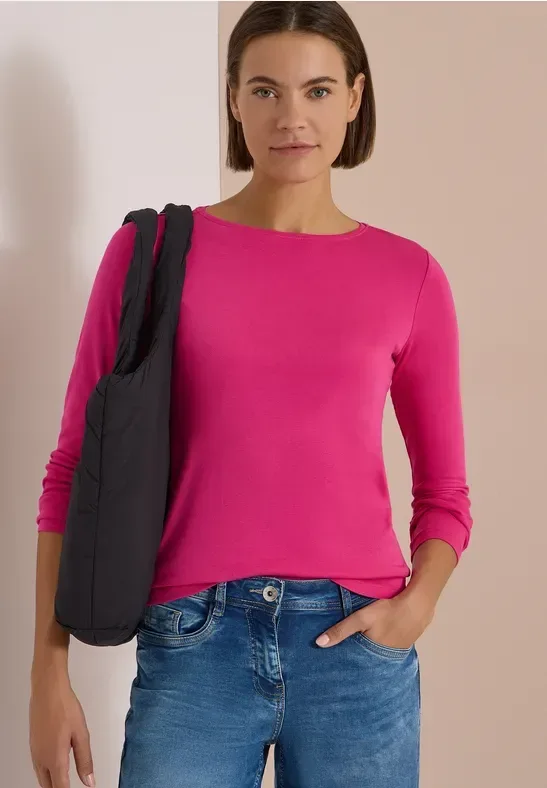 Langarm Shirt mit U-Boot-Ausschnitt