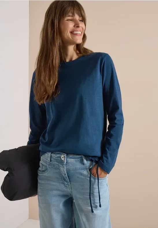 Langarm Shirt mit Rundhals und Tunnelzug