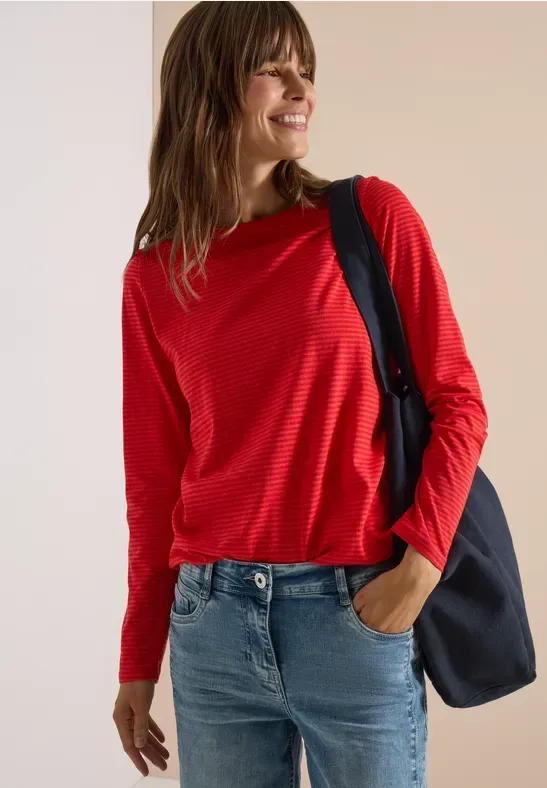 Langarm Shirt mit Boat Neck und Streifen