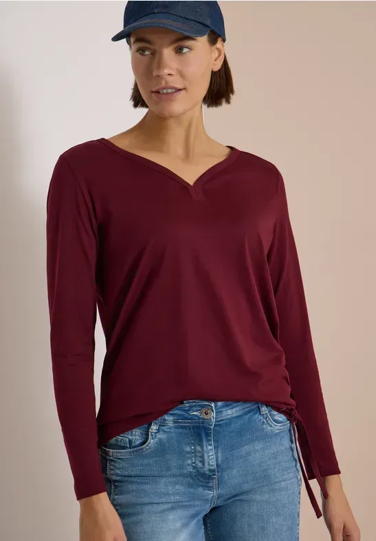 Shirt mit Split Neck im Tunika-Look
