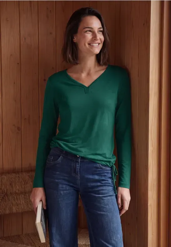 Shirt mit Split Neck im Tunika-Look