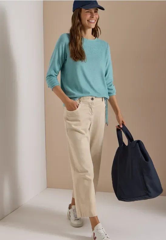 Langarm Shirt mit Boat Neck und Tunnelzug