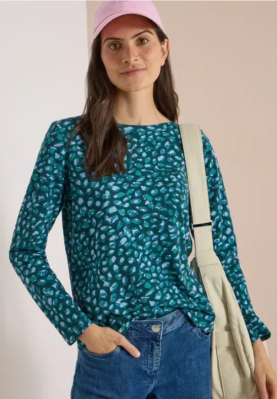 Shirt mit Boat Neck und Patchwork-Muster