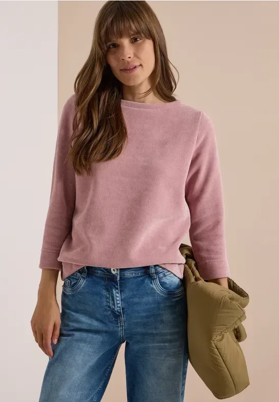 3/4-Arm Shirt aus Cord mit Boat Neck