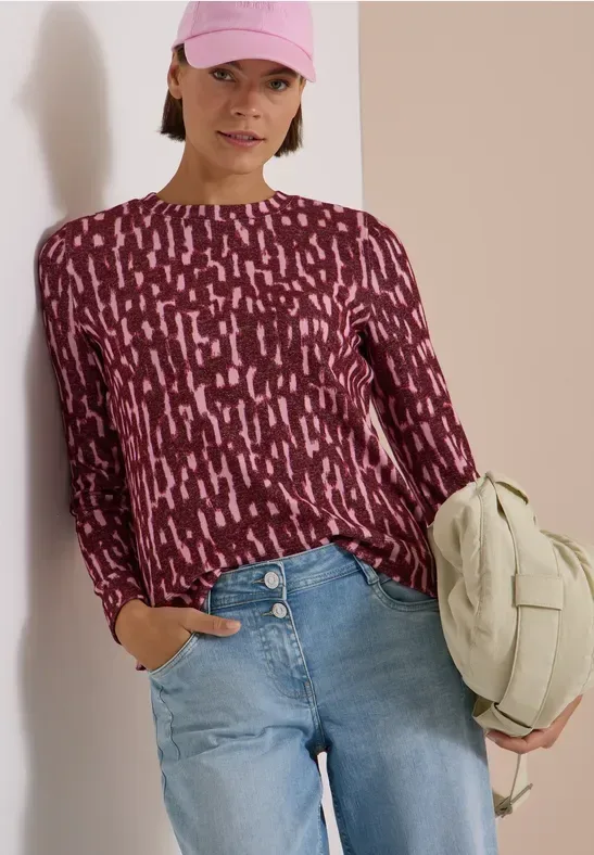 Langarm Shirt mit Rundhals und Print