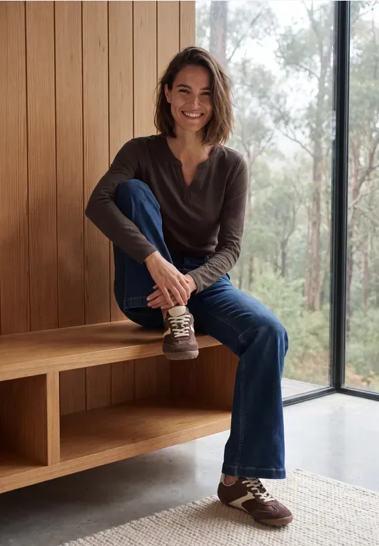 Shirt mit Split Neck im Tunika-Look