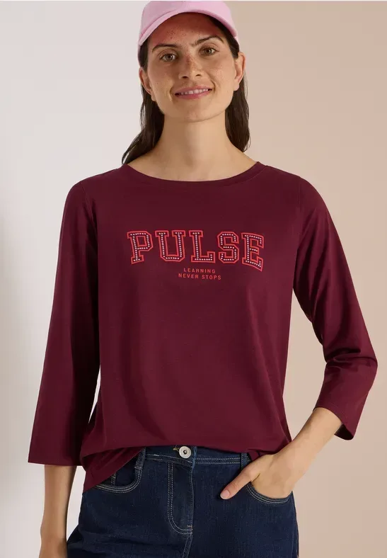 3/4-Arm Shirt mit Boat Neck und Print