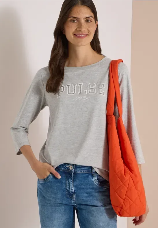 3/4-Arm Shirt mit Boat Neck und Print
