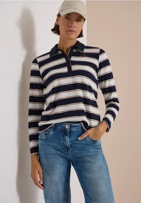 Langarm Poloshirt mit Knöpfen