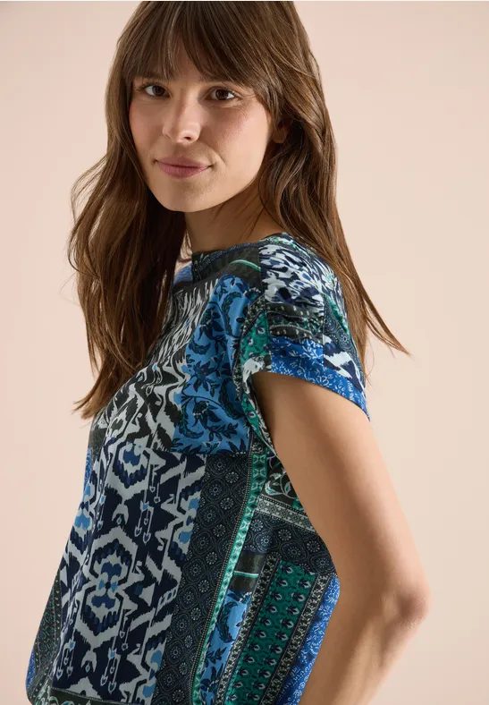 Shirt mit Boat Neck und Patchwork