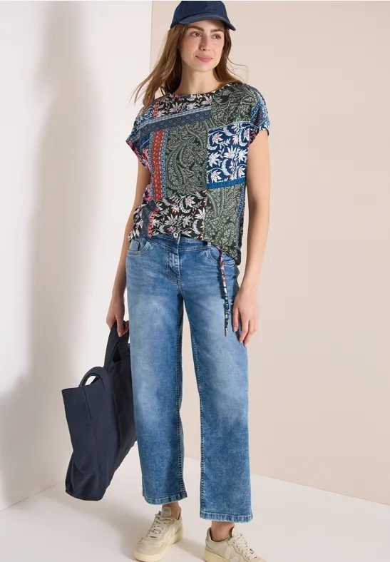 Shirt mit Boat Neck und Patchwork