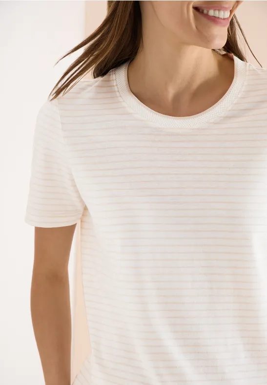 Kurzarm Shirt mit Rundhals und Streifen