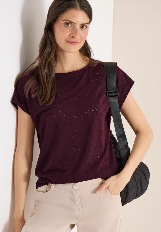Shirt mit Boatneck in Ajour