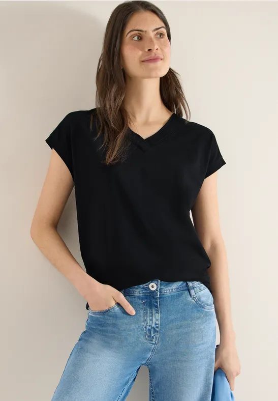 Kurzarm Shirt mit V