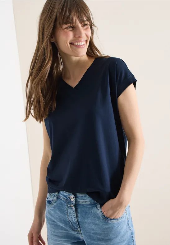 Kurzarm Shirt mit V