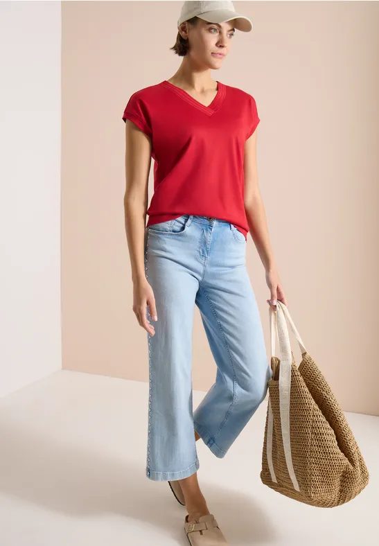 Kurzarm Shirt mit V