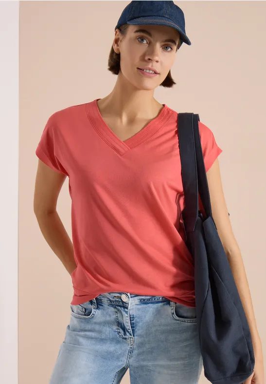 Kurzarm Shirt mit V