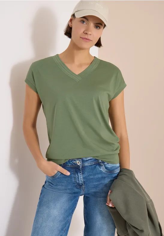 Kurzarm Shirt mit V