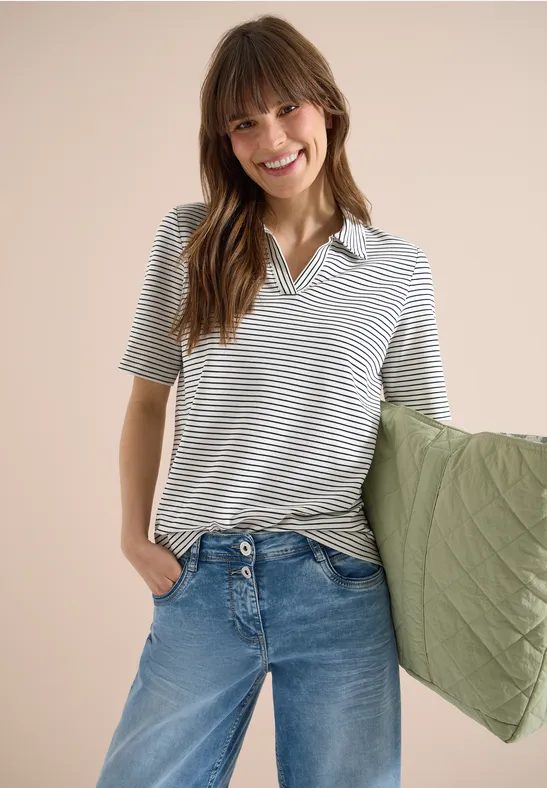 Kurzarm Poloshirt mit Streifen