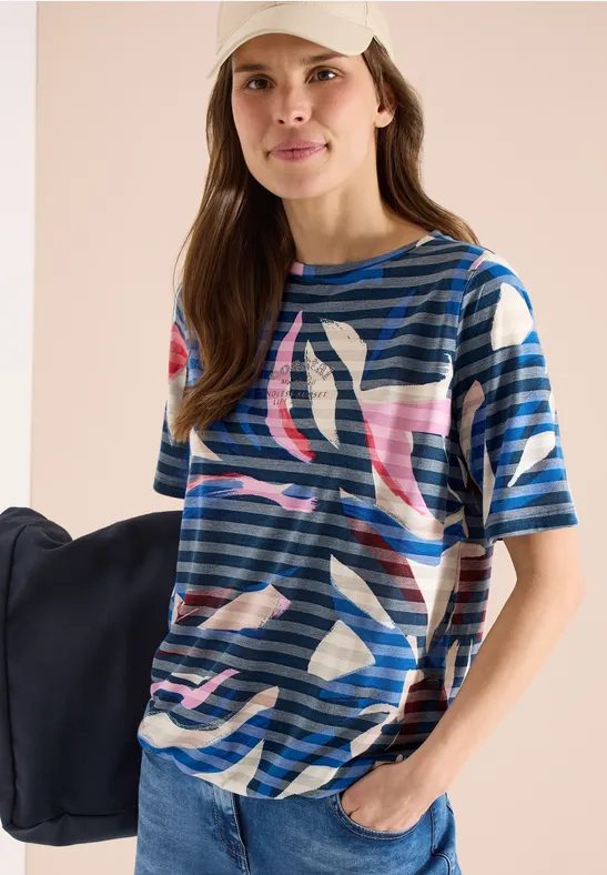 Kurzarm Shirt mit Ausbrennerstreifen